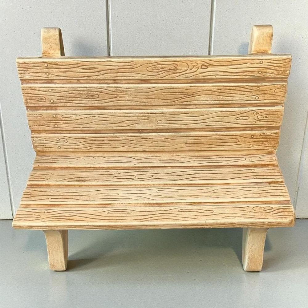 Vintage Ceramic Park Bench Wooden Look - 7 Inches Tall